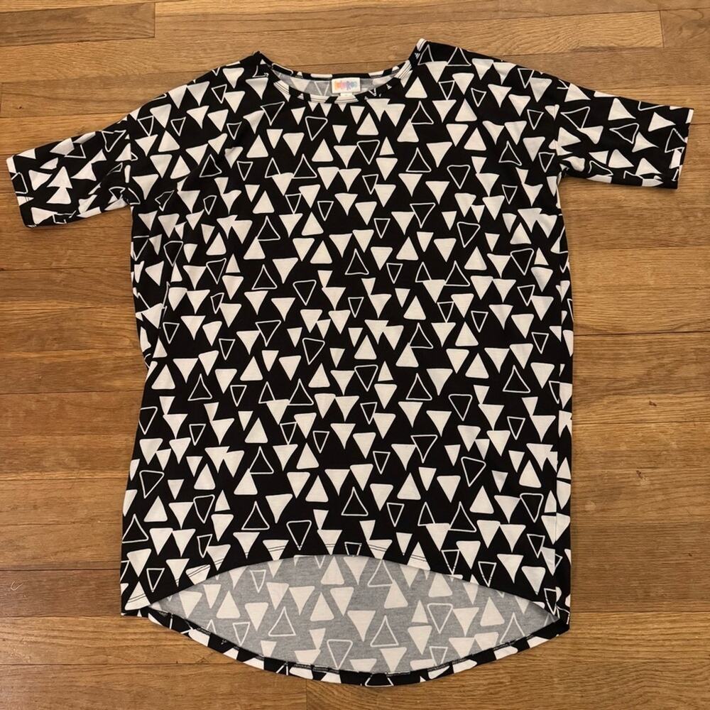 LuLaRoe black white short sleeve oversize blouse shirt top tunic sz small S
b30